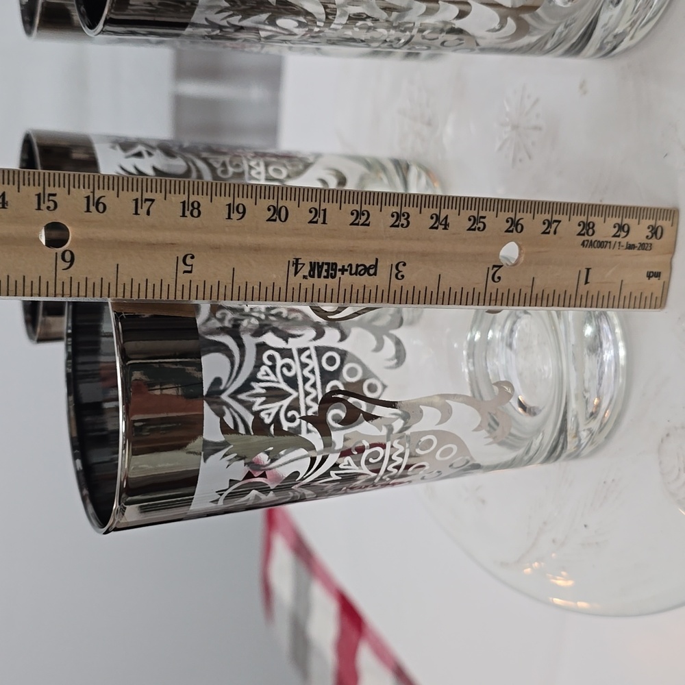 Vintage MCM Set Of 4 Kimiko Silver Knight Shield Highball Glasses Barware - Picture 11 of 16